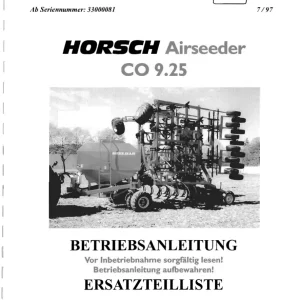 Horsch Airseeder Co 9.25 Parts Manual