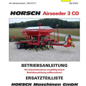 Horsch Airseeder Co3 Parts Manual