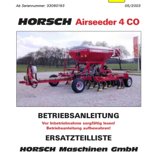 Horsch Airseeder Co4 Parts Manual