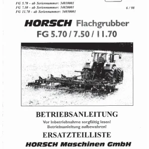 Horsch Fg 5.70 7.50 11.70 Parts Manual