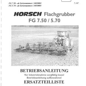 Horsch Fg 5.70 7.50 Parts Manual