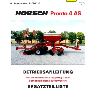 Horsch Pronto 4 As Parts Manual
