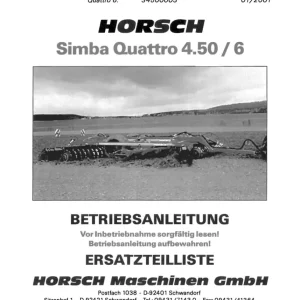 Horsch Quattro 4.5 6 Disc Parts Manual