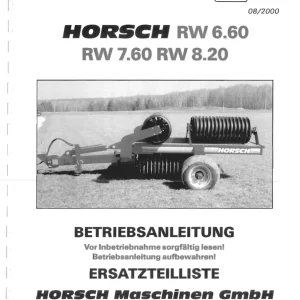 Horsch Rw 6.60 7.60 8.20 Parts Manual