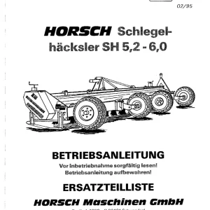 Horsch Sh 5.2 6.0 Disc Parts Manual