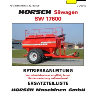 Horsch Sw 17600 Parts Manual