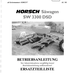 Horsch Sw 3300 Parts Manual