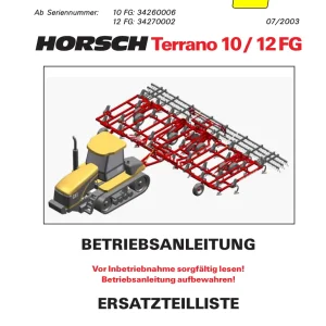 Horsch Terrano 10 12 Fg Parts Manual