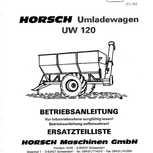Horsch Uw 120 Parts Manual