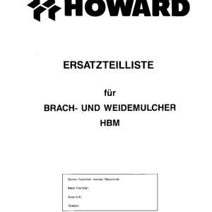 Howard Hbm Parts Manual