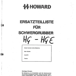Howard Hg Hge Parts Manual
