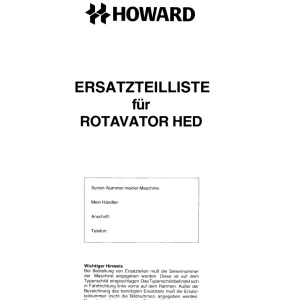 Howard Hed Parts Manual