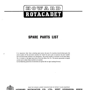 Howard Rotacadet Parts Manual