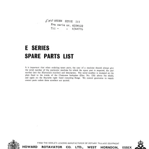 Howard Rotavator E Parts Manual
