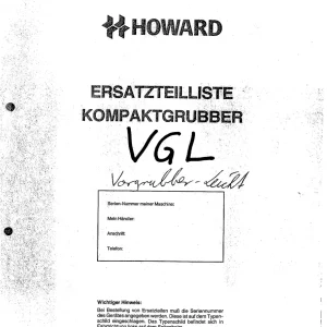 Howard Vgl Parts Manual
