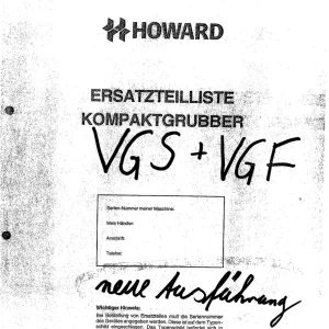 Howard Vgs Vgf Parts Manual