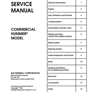 Hummer 1997 1998 1998 Service Manual