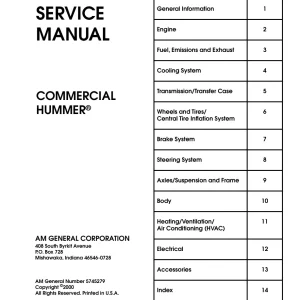 Hummer 2001 2001 Service Manual