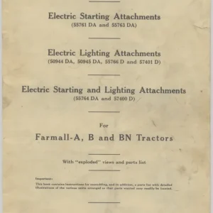 IH International Farmall A B Bn Parts Manual