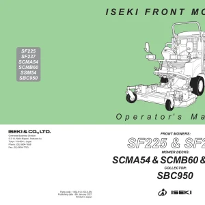 Iseki Sf225 237 Scma54 Scmb60 Ssm54 Sbc950 2021 Operators Manual