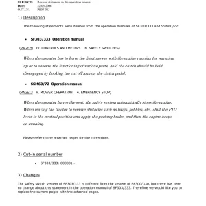 Iseki Sf303 Sf333 Ssm60 Ssm72 Operators Manual