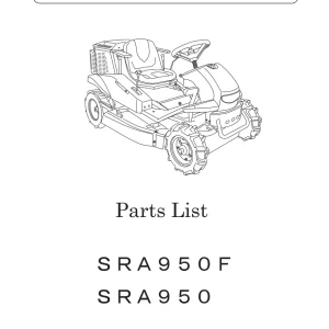 Iseki Sra950 Sra950F 2017 Parts Manual