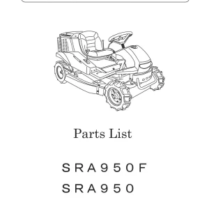 Iseki Sra950 Sra950F Parts Manual
