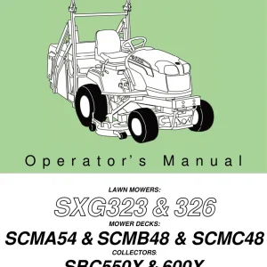 Iseki Sxg323 326 Scma54 Scmb48 Scmc48 Sbc550X 600X Operators Manual
