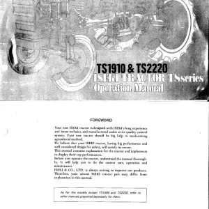 Iseki Ts1910 Ts2220 1910 Operators Manual