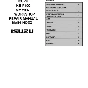 Isuzu Kb P190 2007 2007 Service Manual