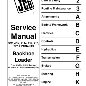 JCB 3Cx 4Cx 214E 214 215 217 Service Manual