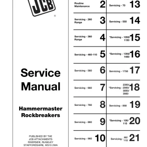JCB Hammermaster 1750 Rockbreakers Service Manual