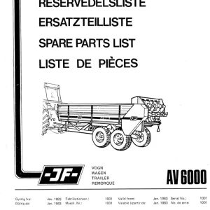 JF Stoll Av 6000 1983 Parts Manual
