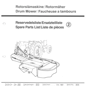JF Stoll Cm 1900 1987 Parts Manual