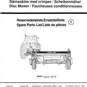 JF Stoll Gms Gcs 2400 2800 D Mower Parts Manual