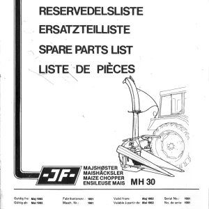 JF Stoll Mh 30 Parts Manual