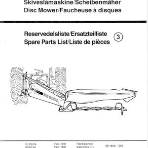 JF Stoll Sb 1600 2000 2400 Mower 2000 Parts Manual