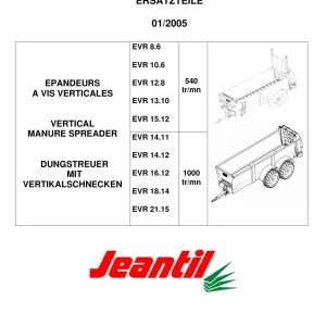 Jeantil Evr 8.6 10.6 12.8 13.10 15.12 14.11 14.12 16.12 18.14 21.15 Parts Manual