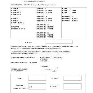 Jeantil P2800 3800 5800 Dp3800 5800 Parts Manual