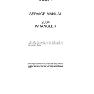 Jeep Wrangel 2004 2004 Service Manual