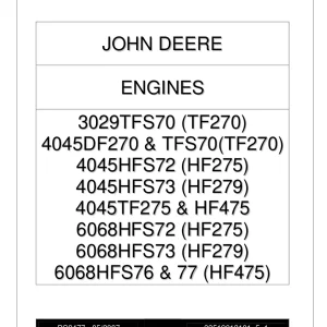 John Deere 3029 4045 6068 Tf270 Hf475 Parts Manual