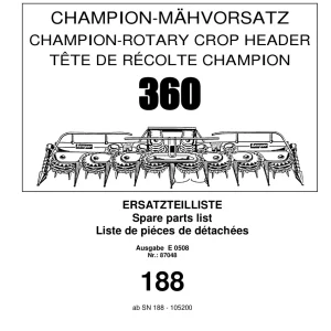 Kemper 360 Champion Header Parts Manual