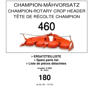 Kemper 460 Champion Header Parts Manual