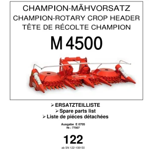 Kemper M4500 Champion Header Parts Manual