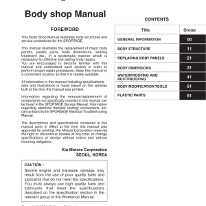 Kia Sportage Service Manual