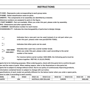 Kioti Dk551 Parts Manual