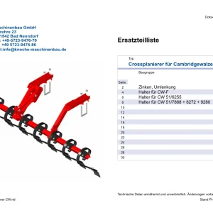 Knoche Crossplanierer Tavalug Parts Manual