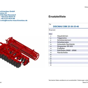 Knoche Discmax 25 30 35 40 Disc Parts Manual