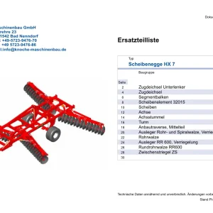 Knoche Hx 7 Disc Parts Manual