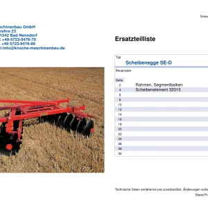 Knoche Se D Disc Parts Manual